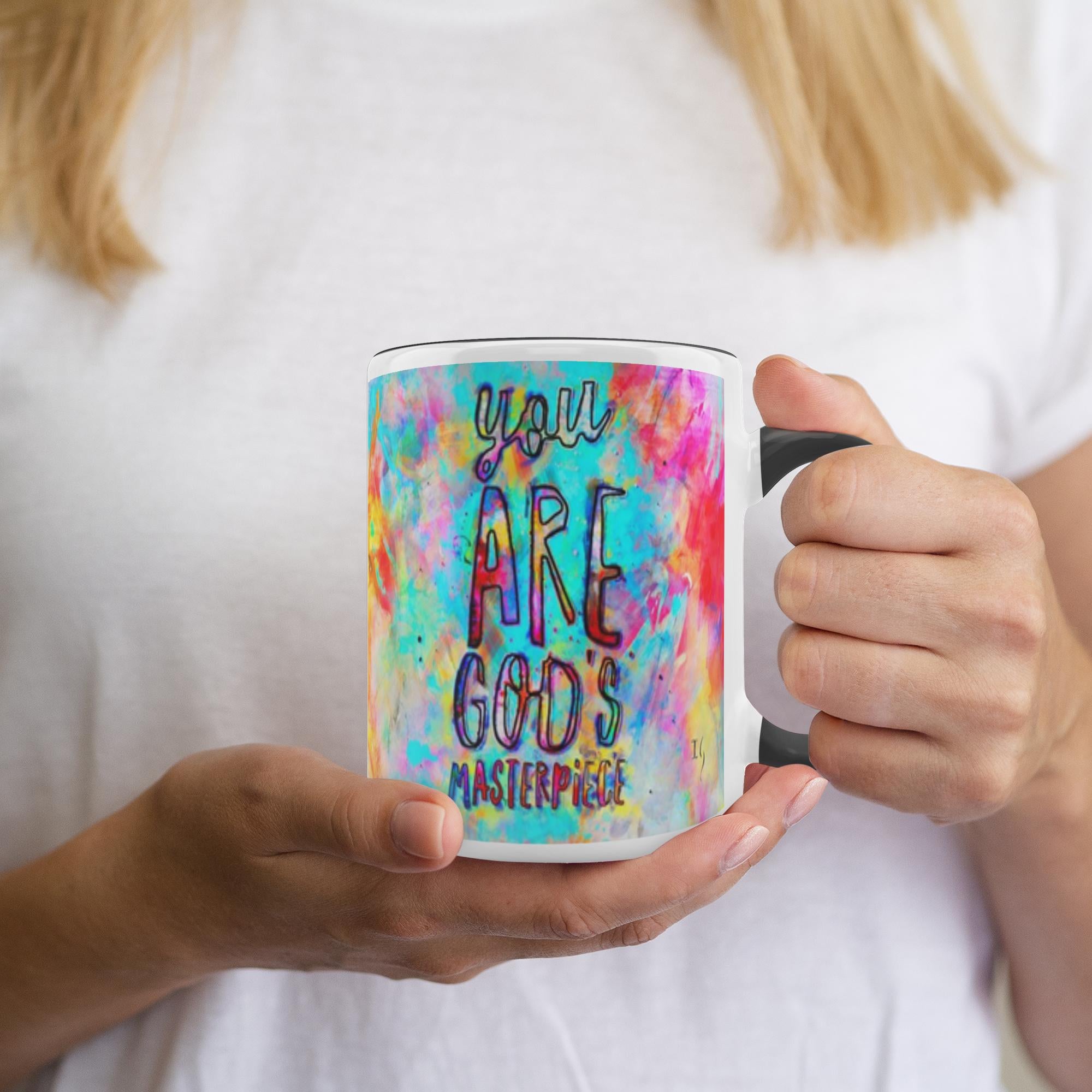 You are God's Masterpiece Interactive Mug artwork detail - interactive christian gift with augmented reality wall art