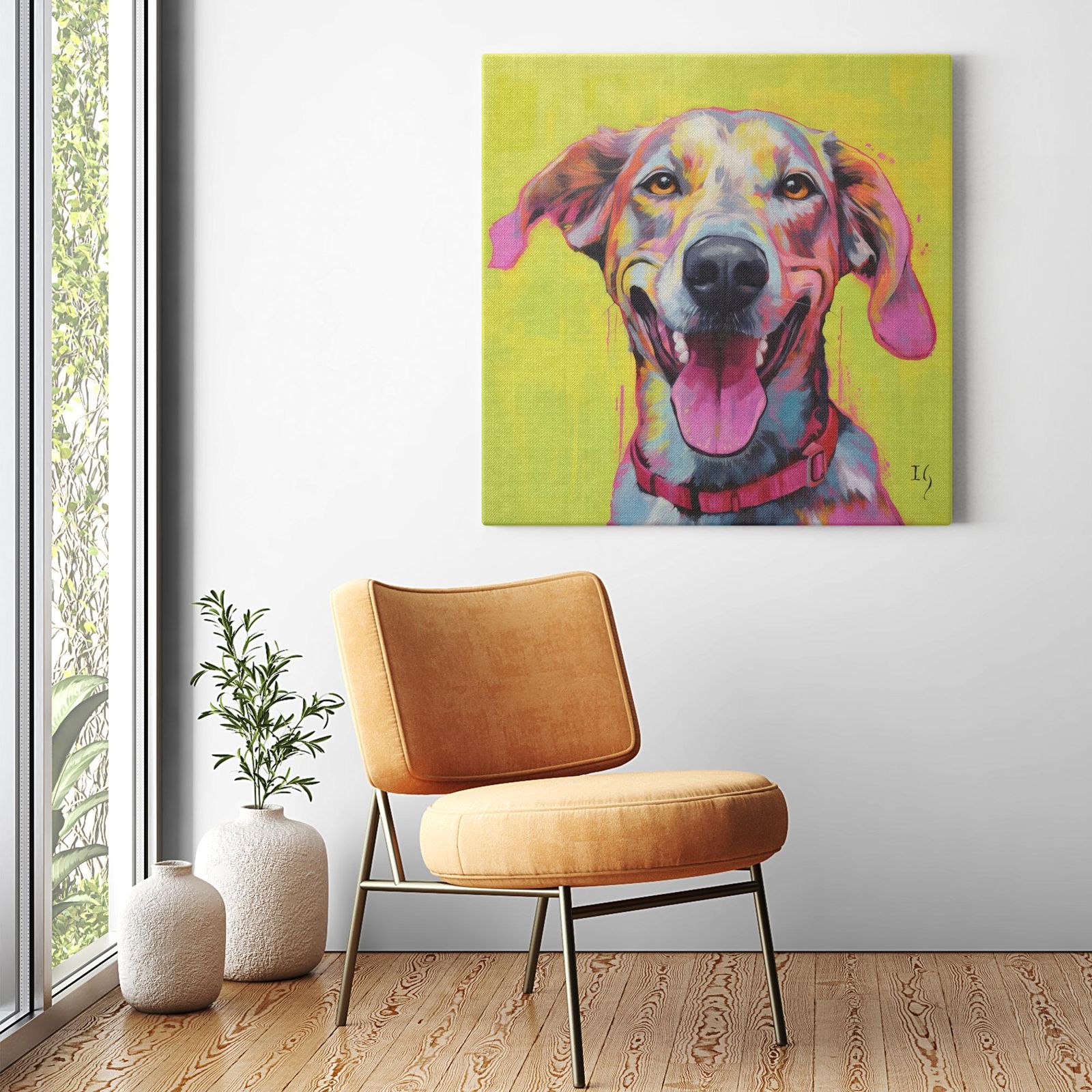 Emerald Enchantment artwork detail - colorful pet portrait art wall art