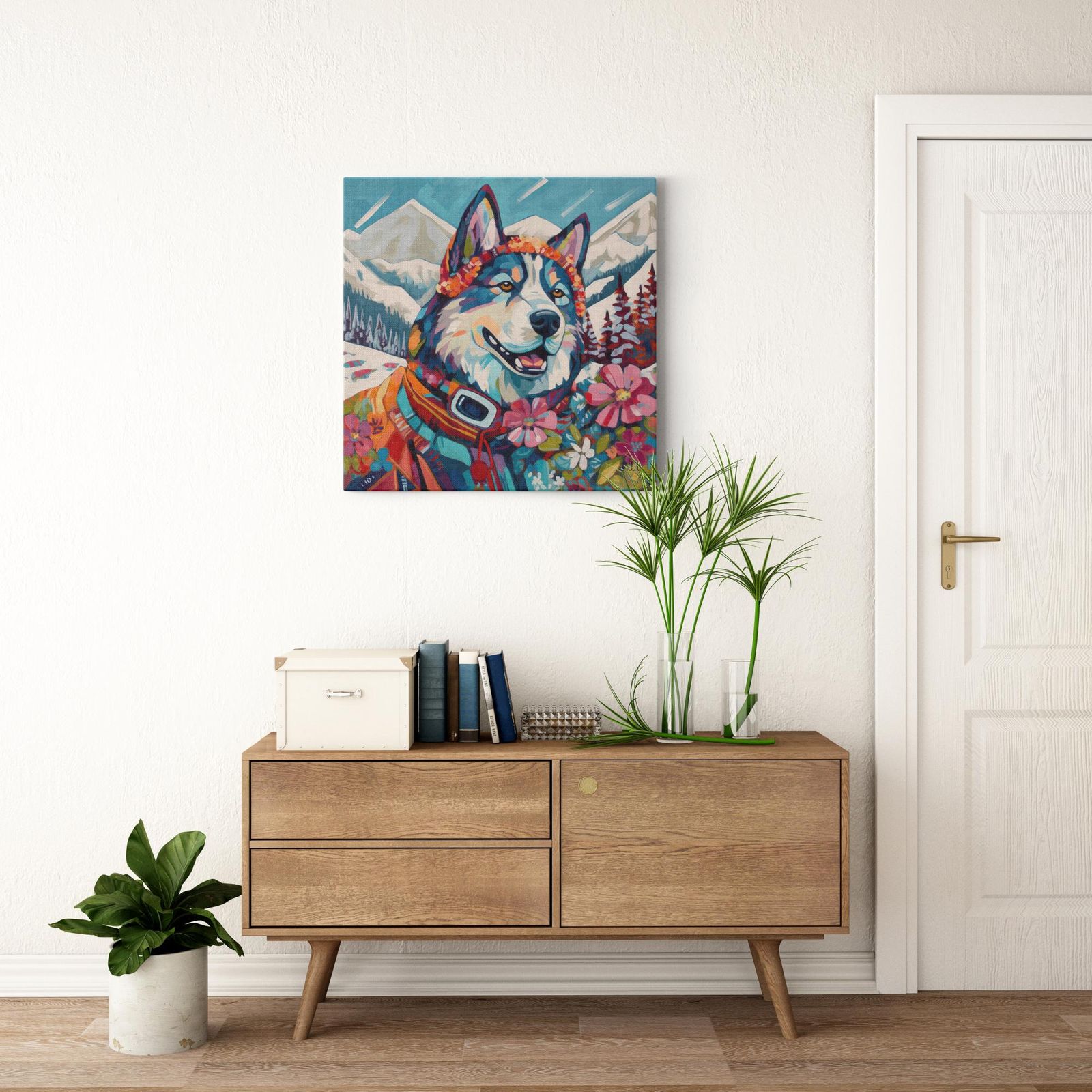 Dreams Await artwork detail - colorful pet portrait art wall art