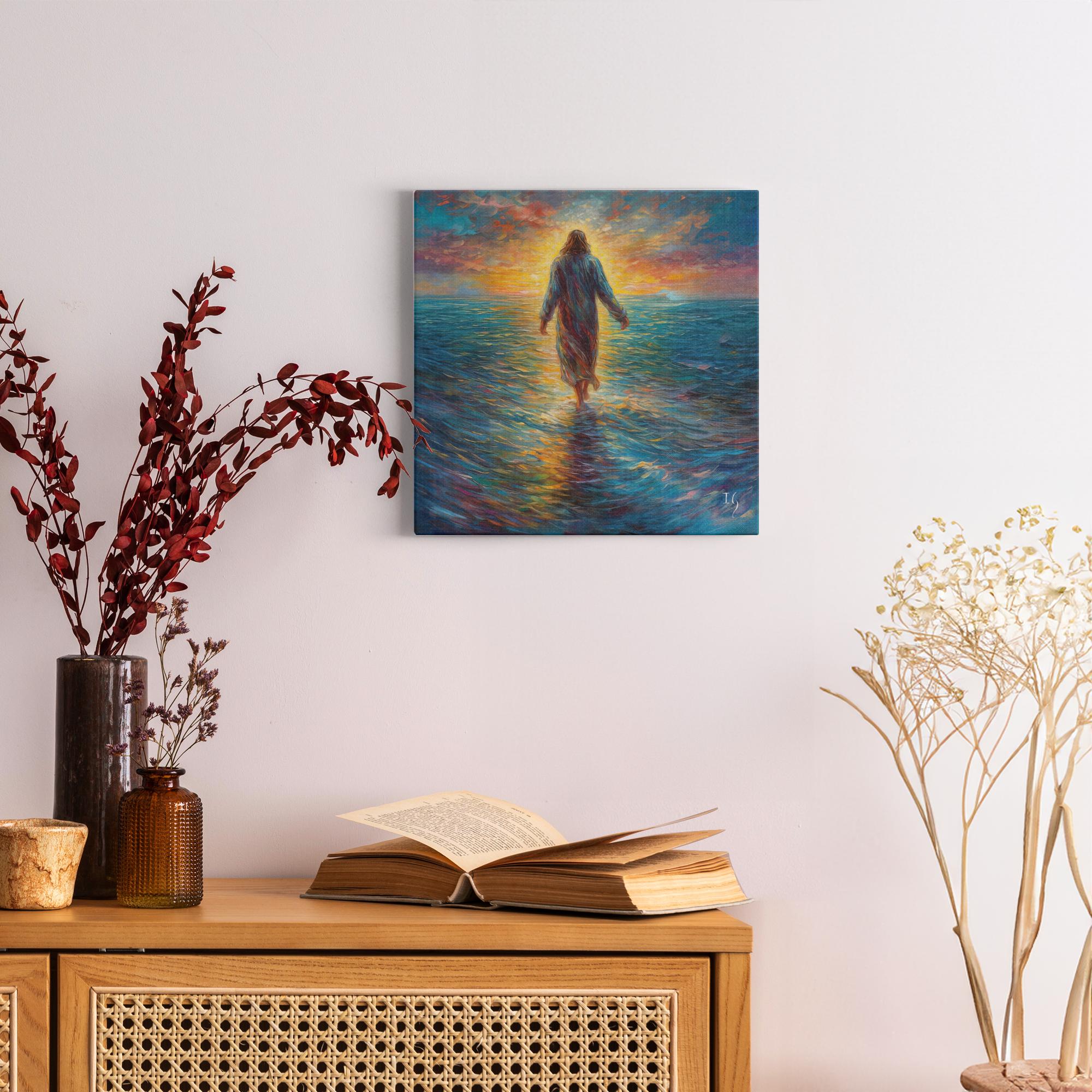 Serene Savior Jesus artwork detail - smiling Jesus painting wall art