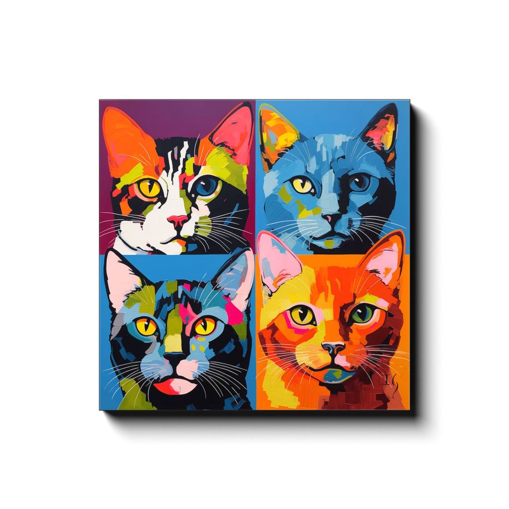 Colorful Quadrant canvas print in room setting - pet portrait art by Ivan Guaderrama
