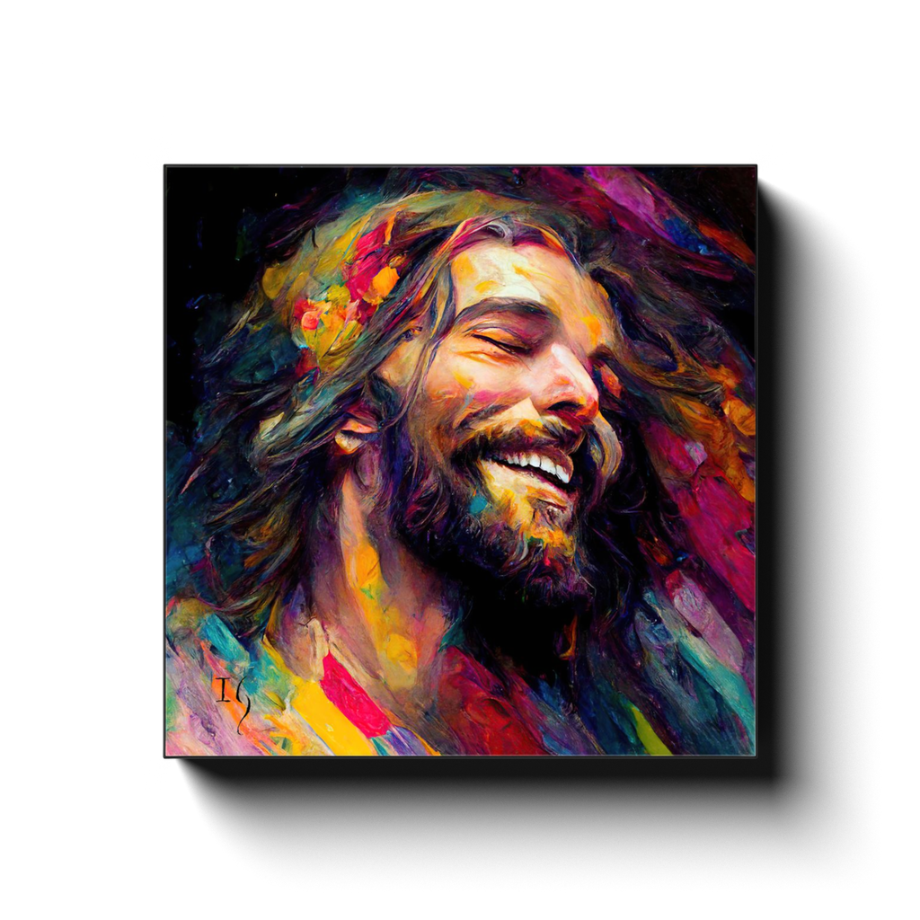 Jesus- loving lord canvas print in room setting - smiling jesus by Ivan Guaderrama