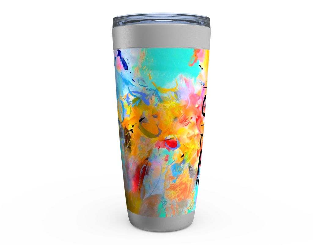 With God All Things Are Possible - Stainless Steel Tumbler canvas print in room setting - christian tumbler by Ivan Guader...