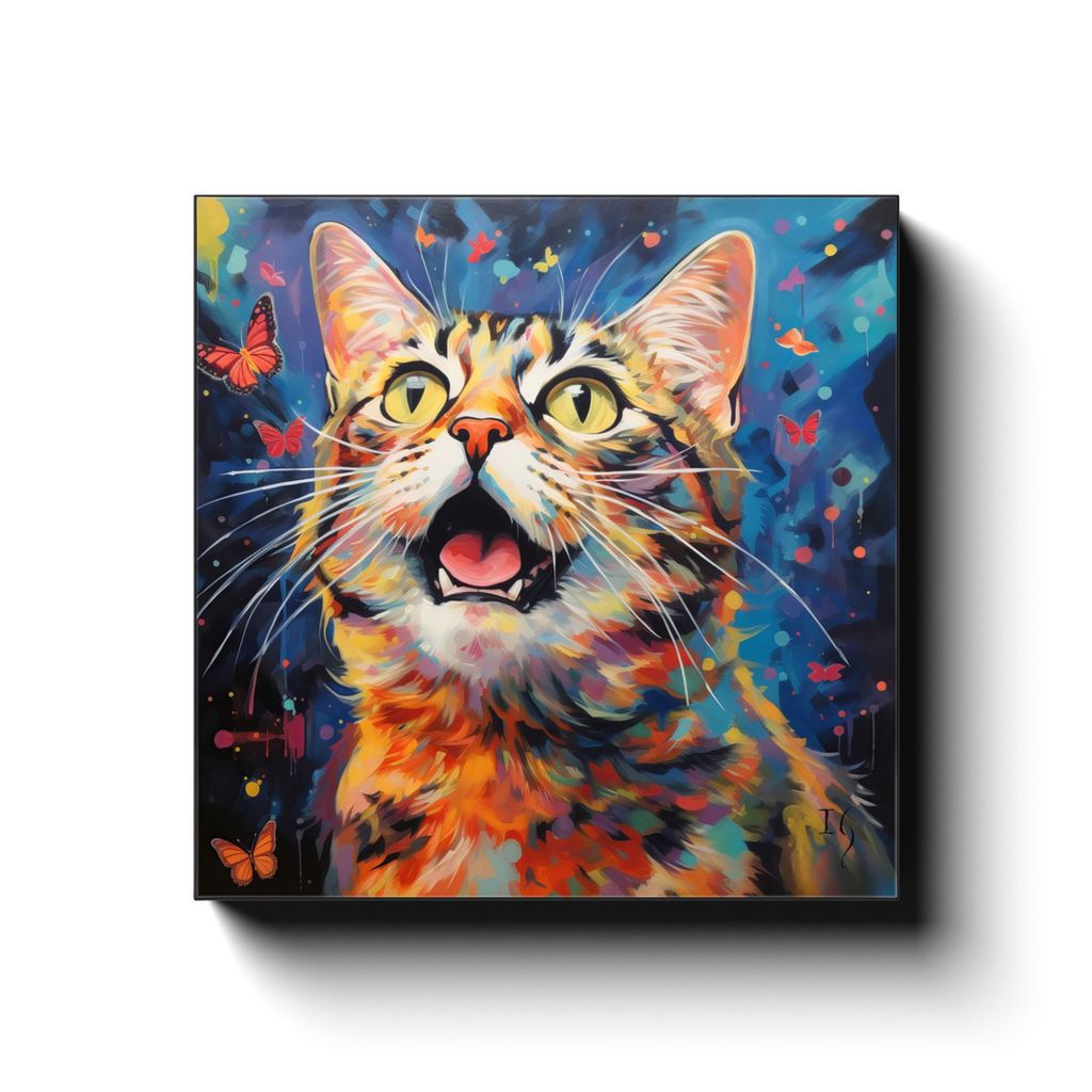 Butterfly Dance canvas print in room setting - pet portrait art by Ivan Guaderrama
