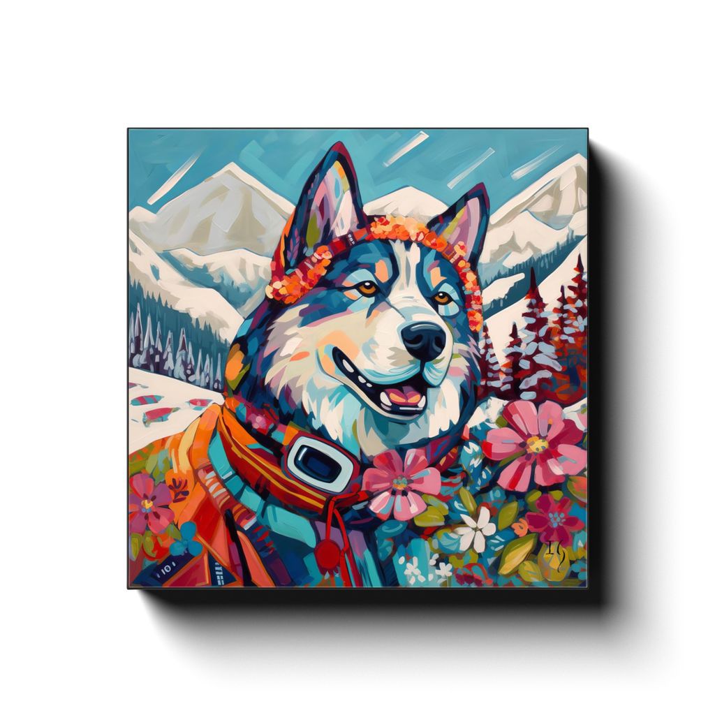 Dreams Await canvas print in room setting - pet portrait art by Ivan Guaderrama