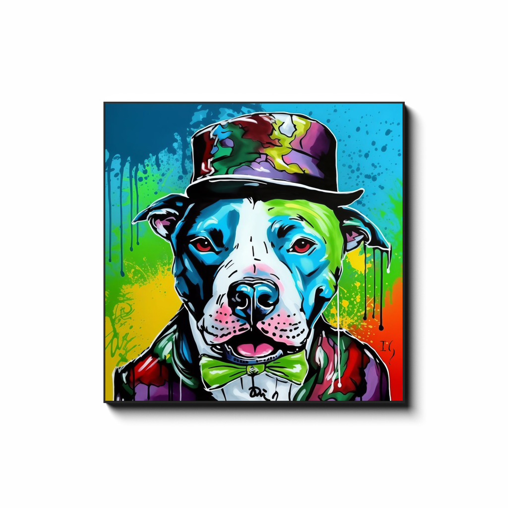 Charming Rainbow Pitbull - colorful pet portrait art by Ivan Guaderrama