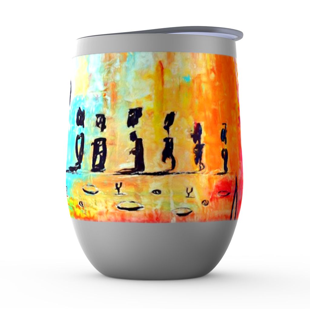 The Last Supper Stemless Wine Tumblers canvas print in room setting - christian tumbler by Ivan Guaderrama