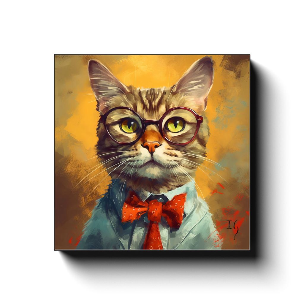 Warmth and Wisdom canvas print in room setting - pet portrait art by Ivan Guaderrama