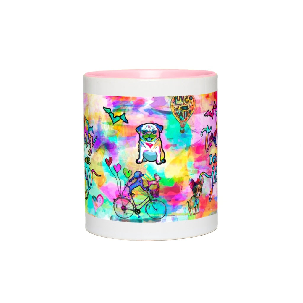 Today I Choose Joy Interactive Mug canvas print in room setting - interactive art by Ivan Guaderrama