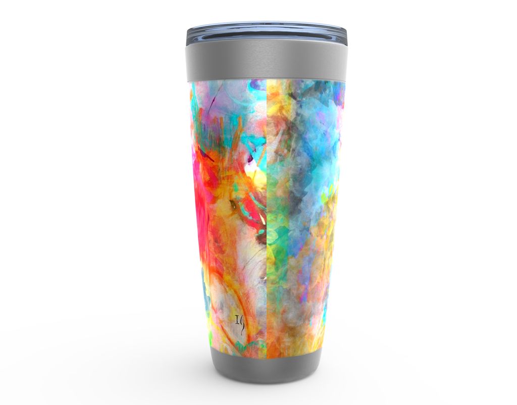 YOU ARE GODS MASTERPIECE Stainless Steel Tumbler canvas print in room setting - christian tumbler by Ivan Guaderrama
