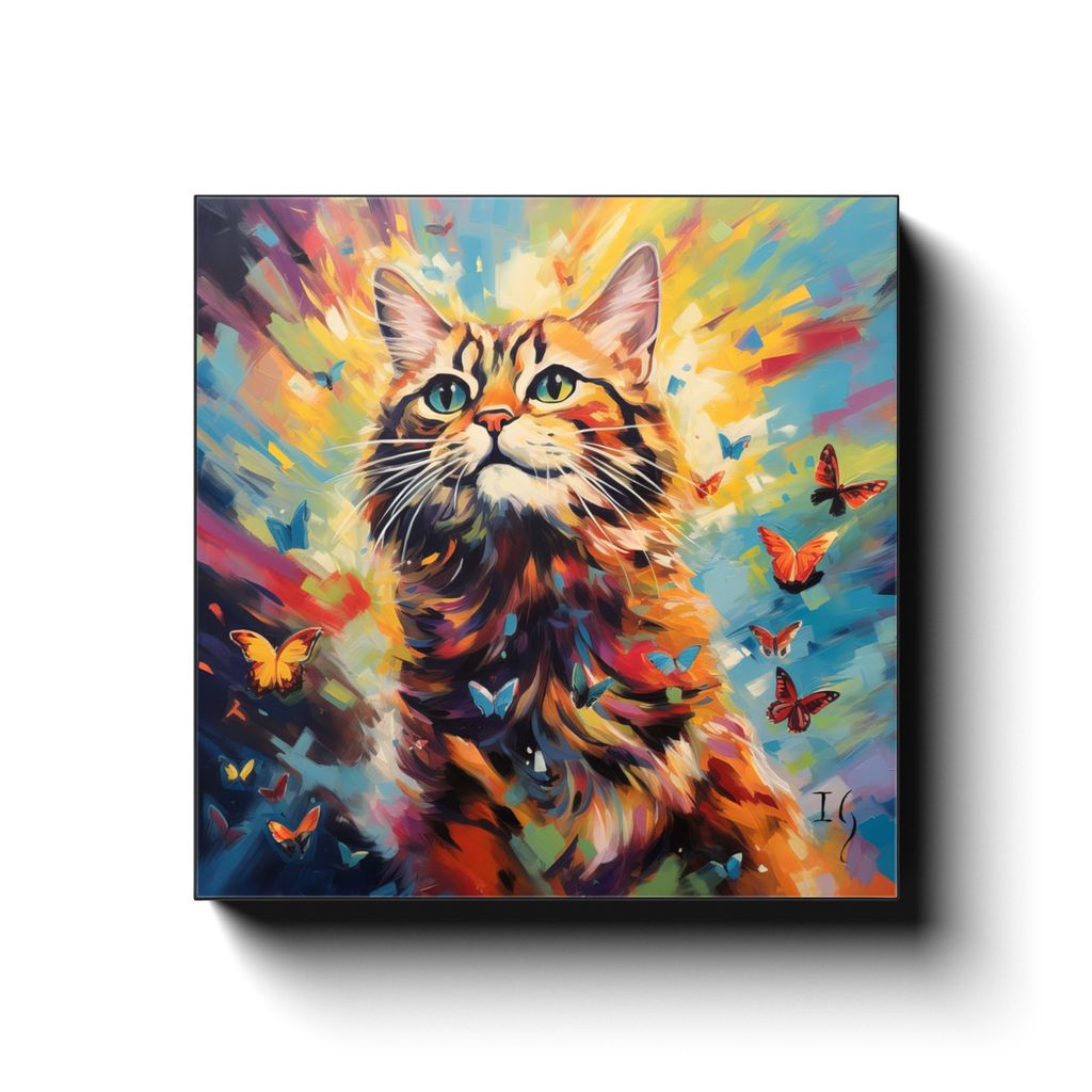 Kaleidoscope Resilience canvas print in room setting - pet portrait art by Ivan Guaderrama