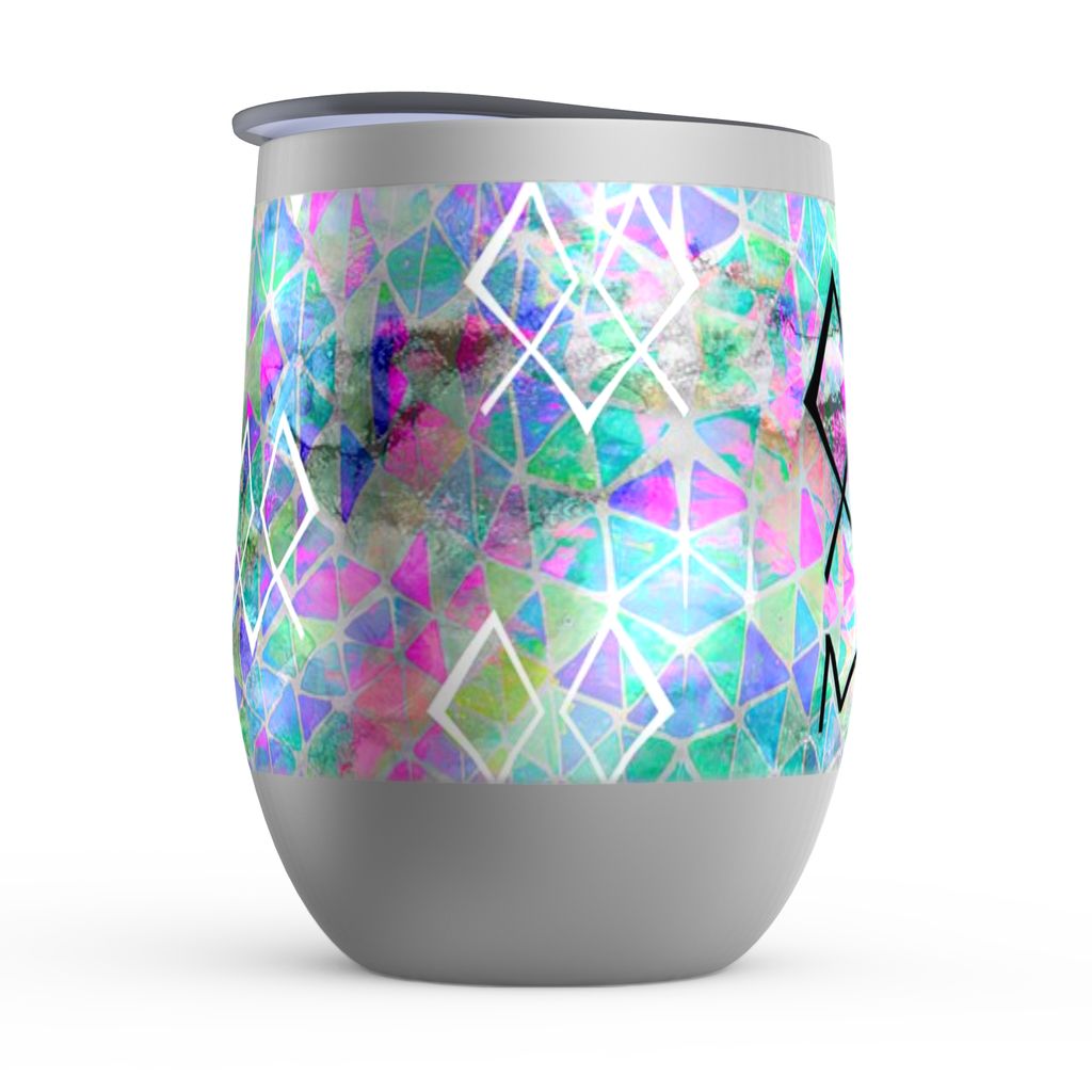 Mia Stemless Wine Tumblers canvas print in room setting - christian tumbler by Ivan Guaderrama