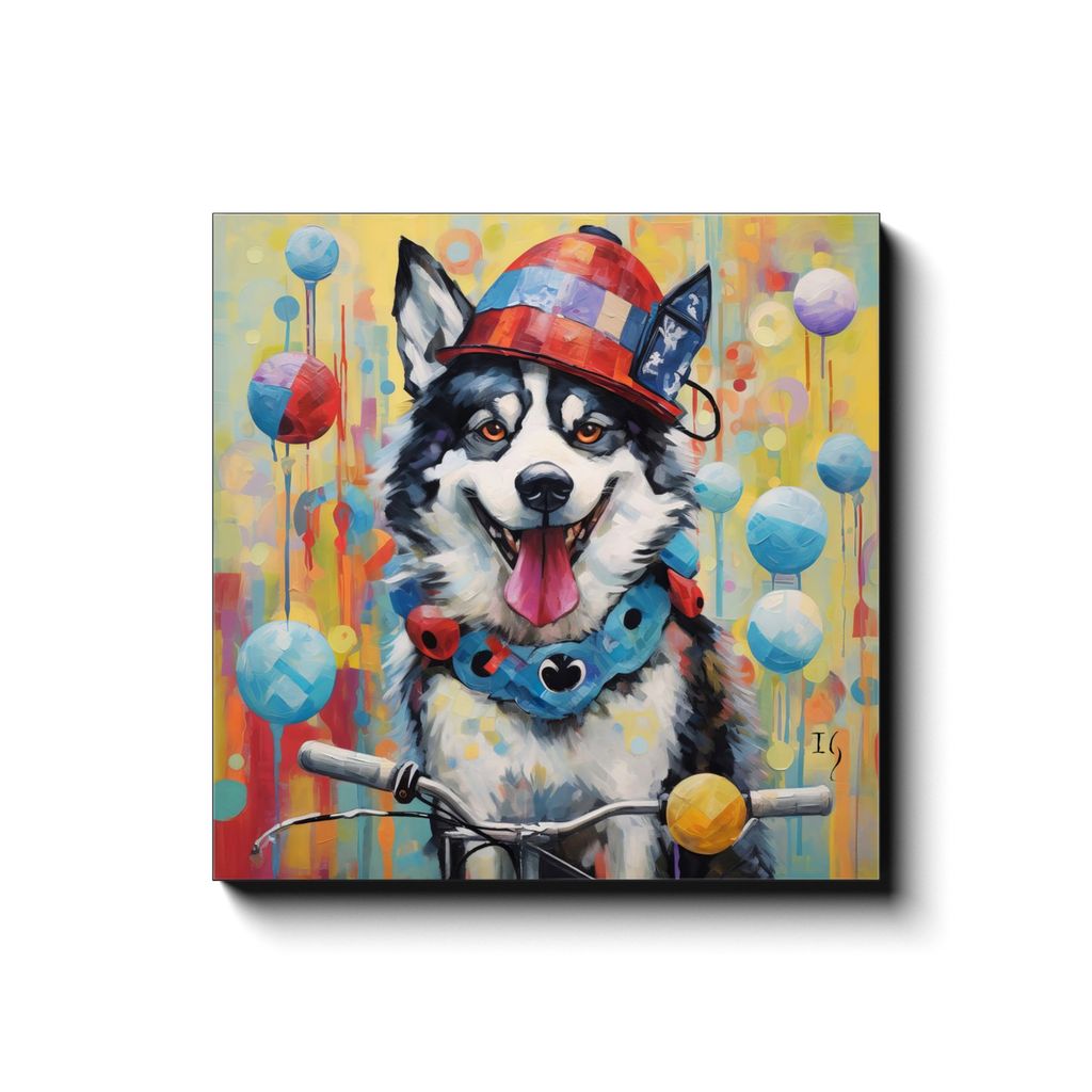 Jester Playful Essence canvas print in room setting - pet portrait art by Ivan Guaderrama