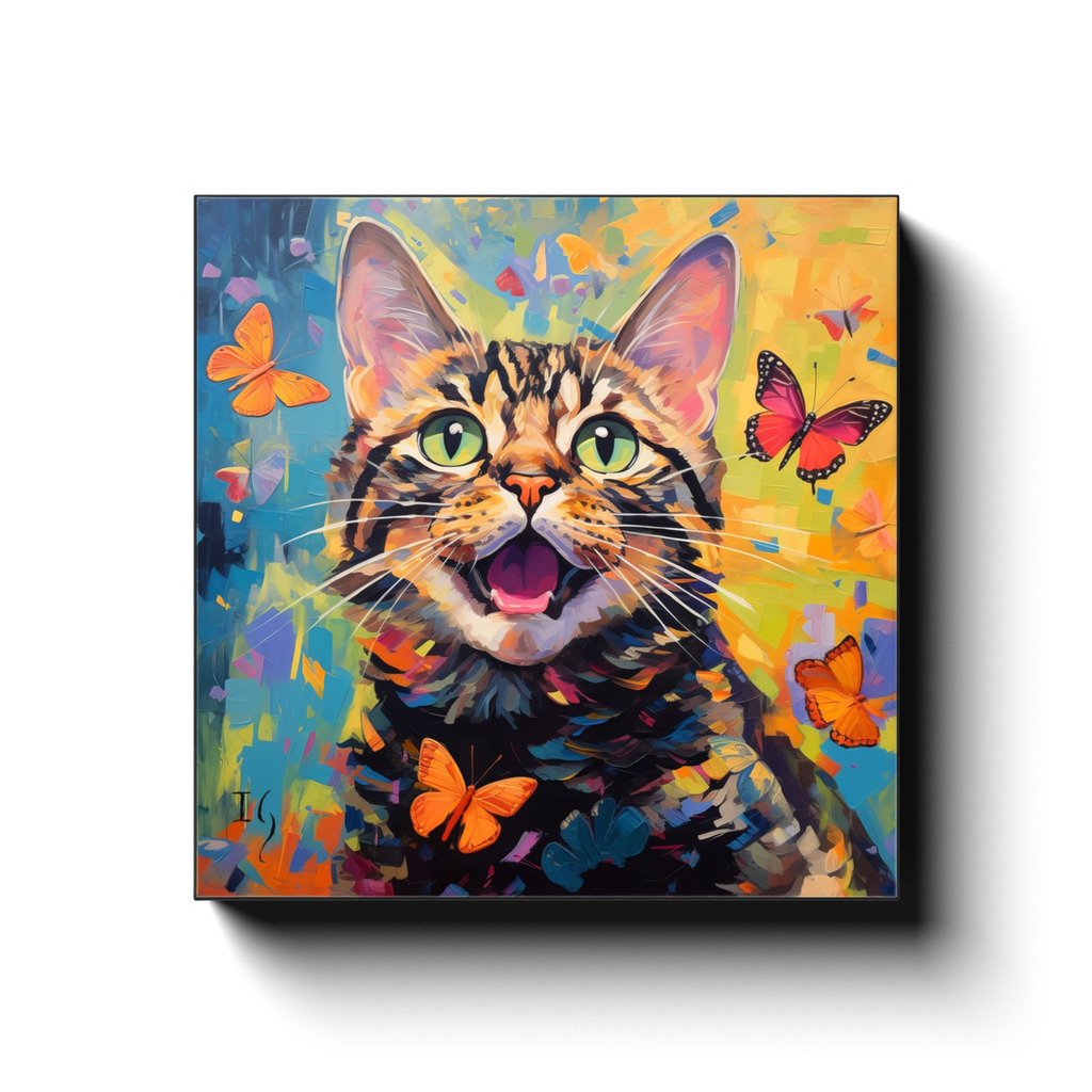 Wings of Surprise canvas print in room setting - pet portrait art by Ivan Guaderrama