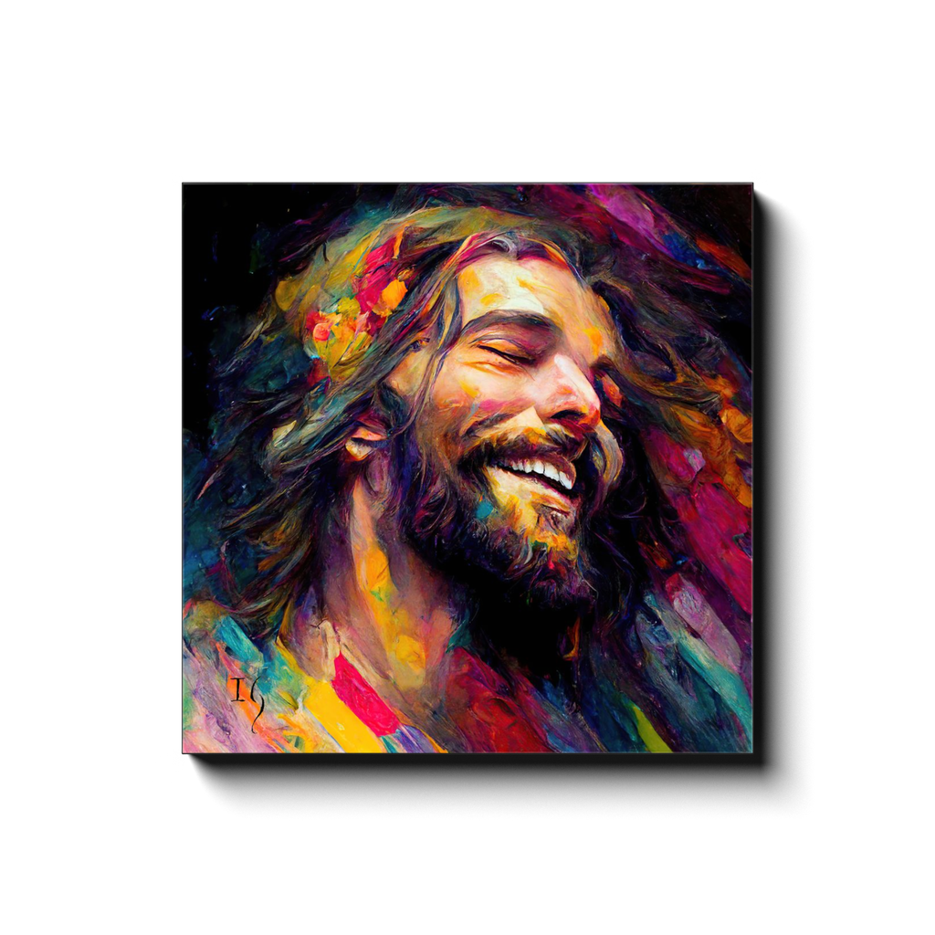 Jesus- loving lord canvas print in room setting - smiling jesus by Ivan Guaderrama
