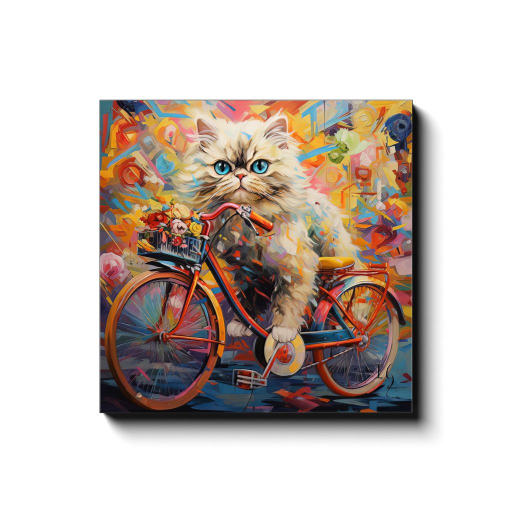 Kitten's Floral Ride canvas print in room setting - pet portrait art by Ivan Guaderrama