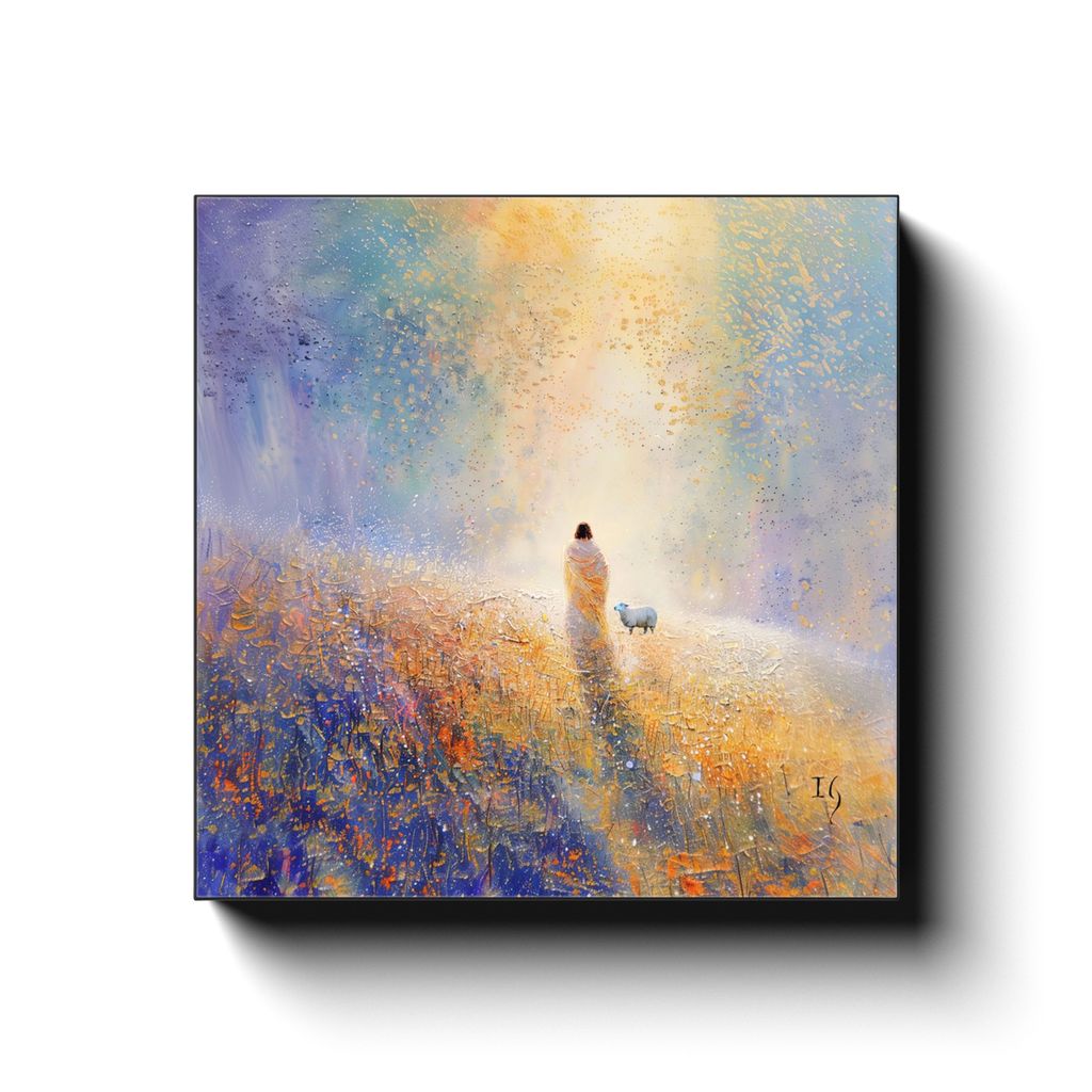 Path to Light canvas print in room setting - smiling jesus by Ivan Guaderrama