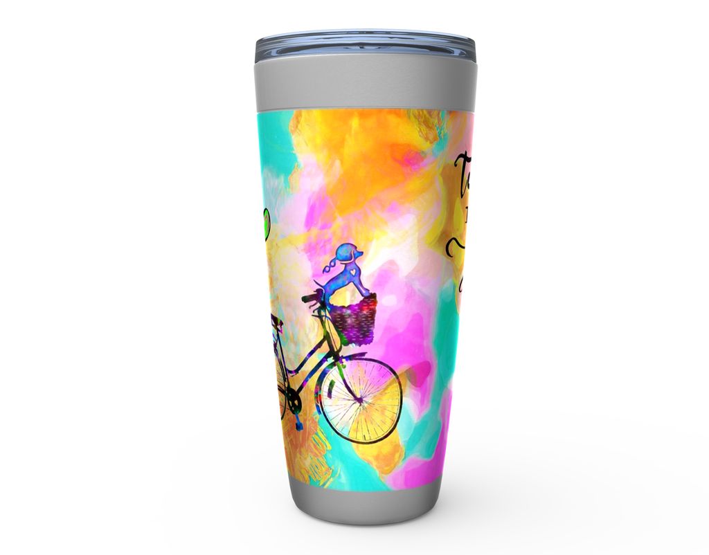 TODAY I CHOOSE JOY Stainless Steel Tumbler canvas print in room setting - christian tumbler by Ivan Guaderrama