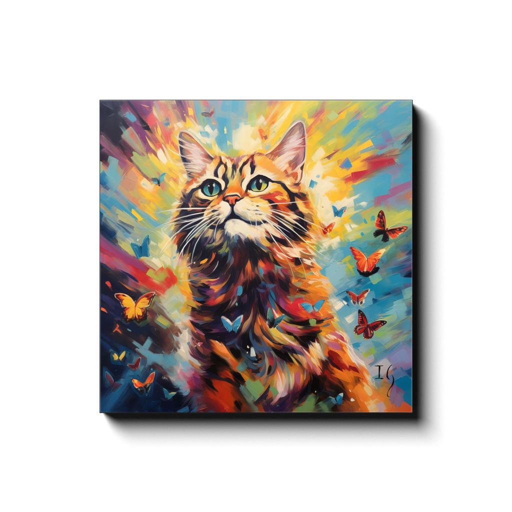 Kaleidoscope Resilience canvas print in room setting - pet portrait art by Ivan Guaderrama