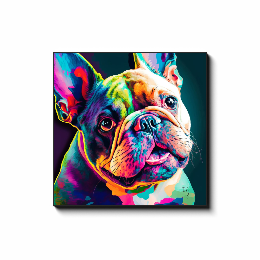 Vivid Bulldog Stare - colorful pet portrait art by Ivan Guaderrama