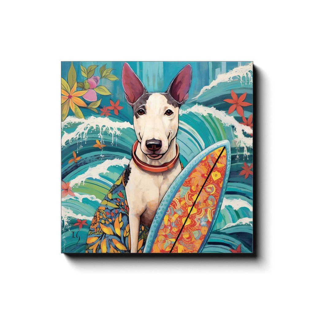 Ode to Wild Waves canvas print in room setting - pet portrait art by Ivan Guaderrama