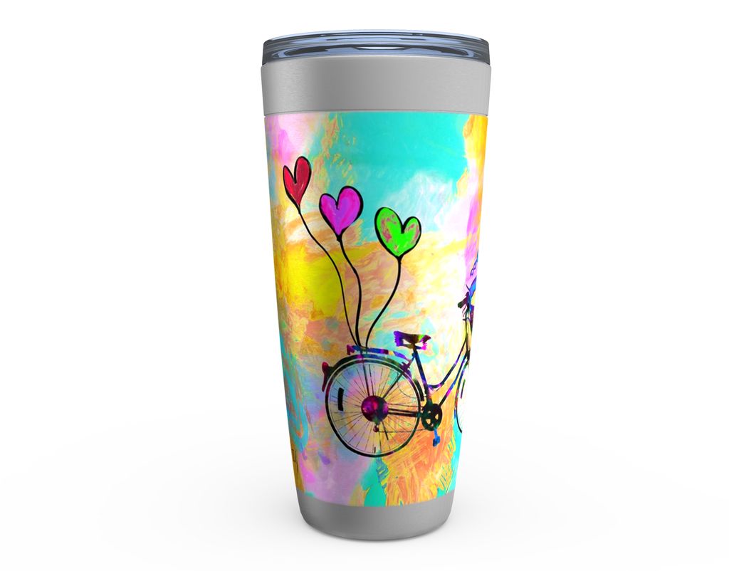 TODAY I CHOOSE JOY Stainless Steel Tumbler canvas print in room setting - christian tumbler by Ivan Guaderrama