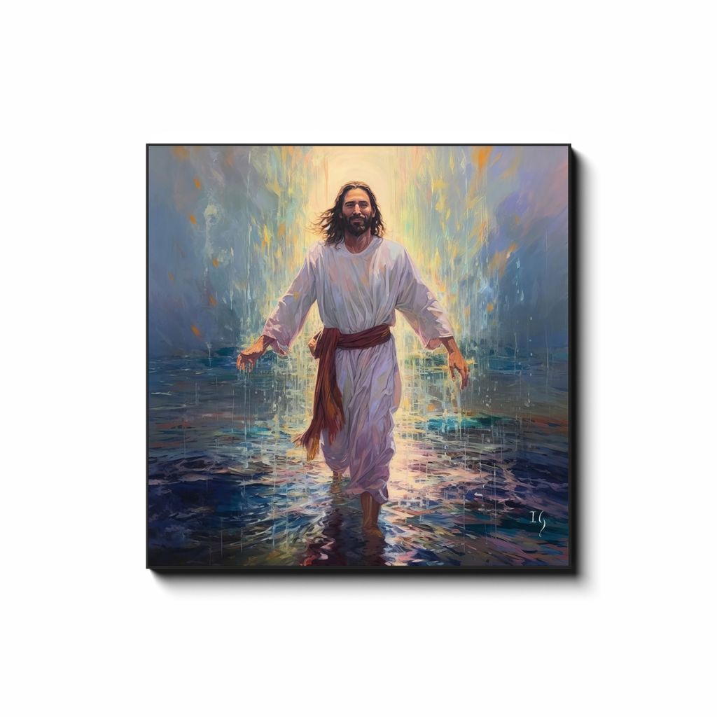 Jesus, a Serene Revelation — smiling Jesus painting unveiling tranquil divine grace, contemporary Christian wall art by Ivan Guaderrama