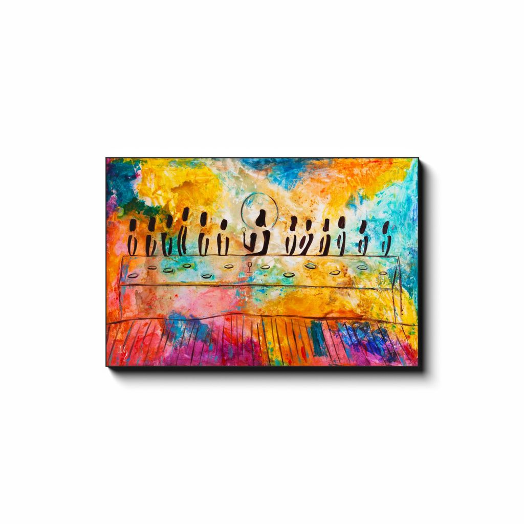 Last Supper Bible canvas print in room setting - christian wall art by Ivan Guaderrama