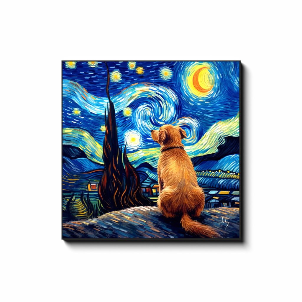 A story of Stars and Night Winds - colorful pet portrait art by Ivan Guaderrama