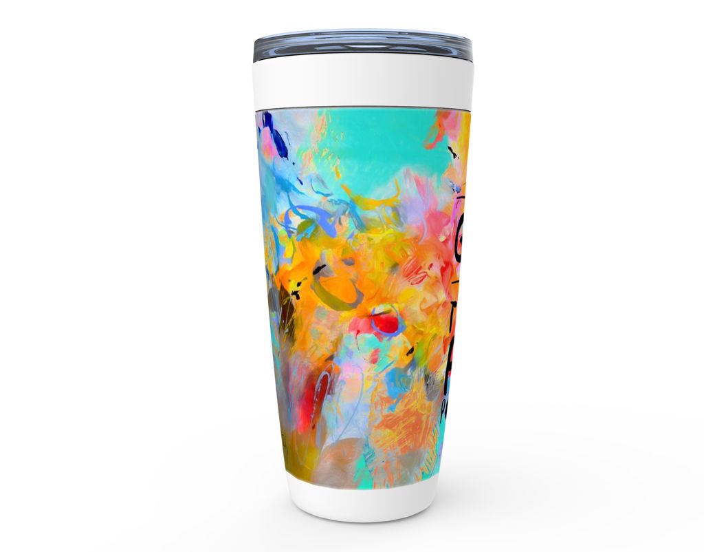 With God All Things Are Possible - Stainless Steel Tumbler canvas print in room setting - christian tumbler by Ivan Guader...