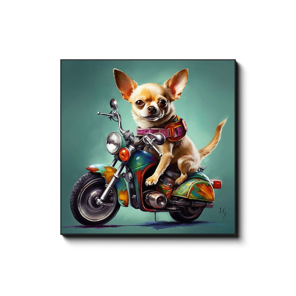 Chihuahua Escapade - colorful pet portrait art by Ivan Guaderrama