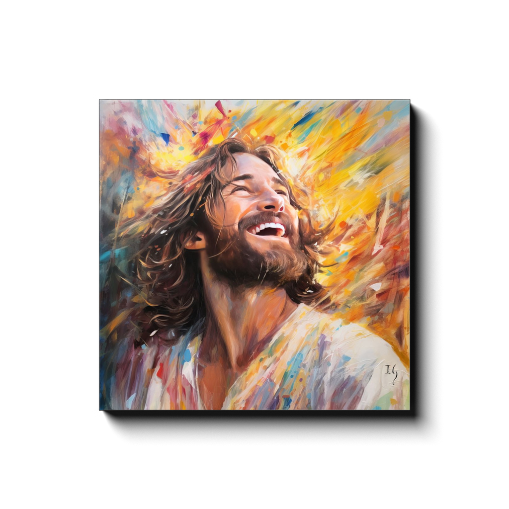 Jesus - Euphoria in Divine Radiance canvas print in room setting - interactive art by Ivan Guaderrama