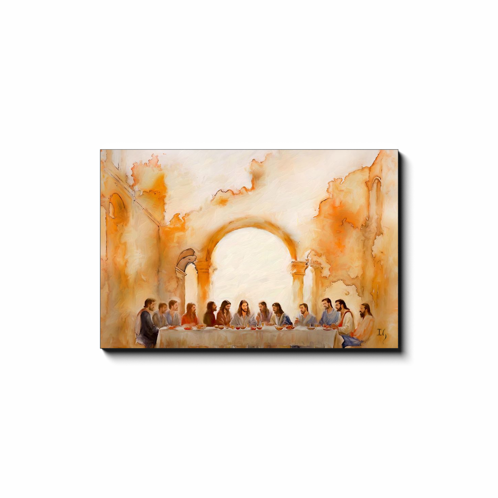 Last Supper Landscape - smiling Jesus painting by Ivan Guaderrama