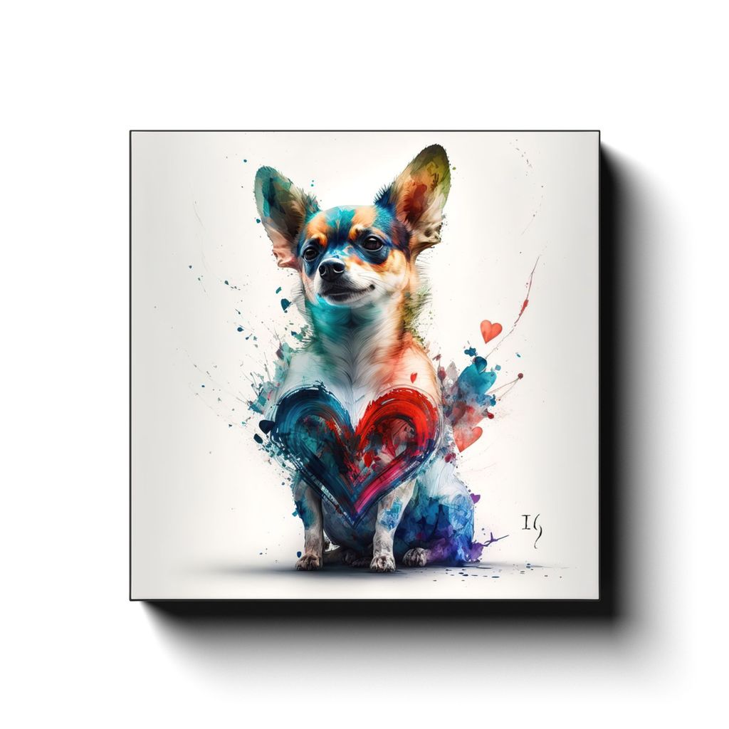 Charming Chihuahua canvas print in room setting - pet portrait art by Ivan Guaderrama