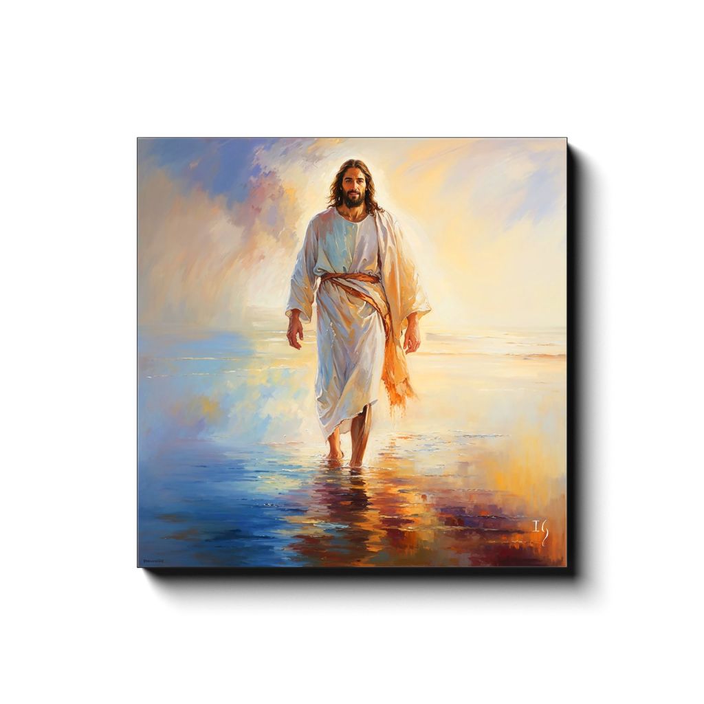Reflections of Grace canvas print in room setting - smiling jesus by Ivan Guaderrama