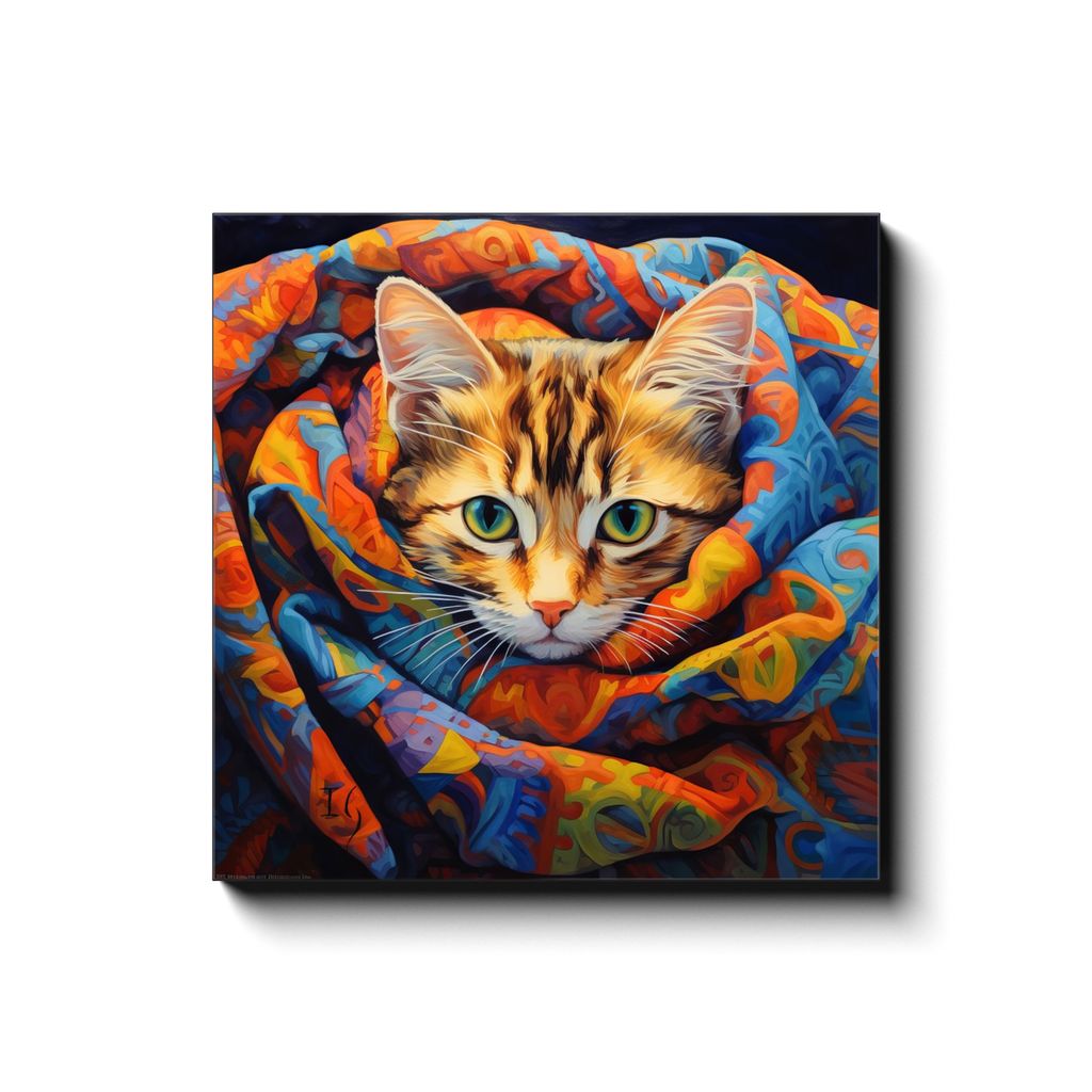 Whiskers & Wonders canvas print in room setting - pet portrait art by Ivan Guaderrama