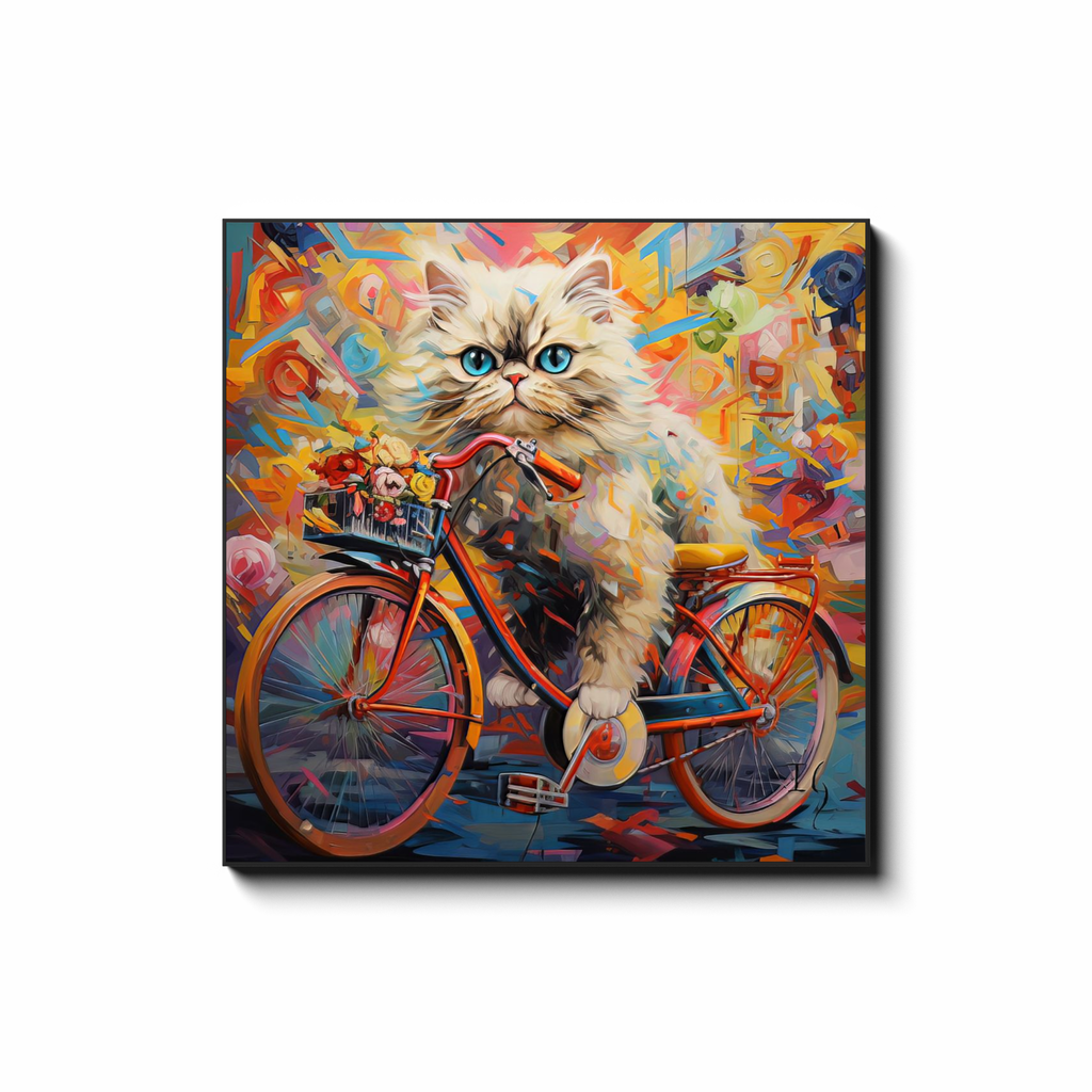 Kitten's Floral Ride - colorful pet portrait art by Ivan Guaderrama