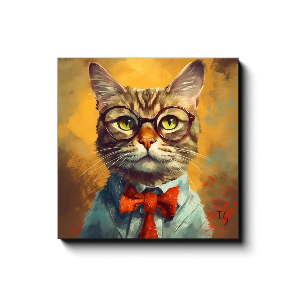 Warmth and Wisdom canvas print in room setting - pet portrait art by Ivan Guaderrama