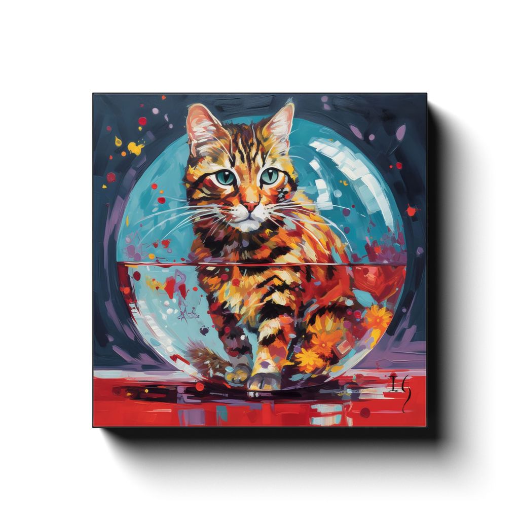 Defying the Rules canvas print in room setting - pet portrait art by Ivan Guaderrama