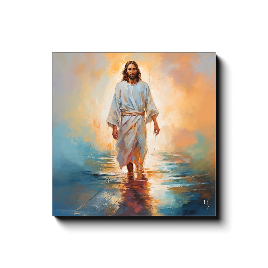 Harbor of Hope canvas print in room setting - smiling jesus by Ivan Guaderrama