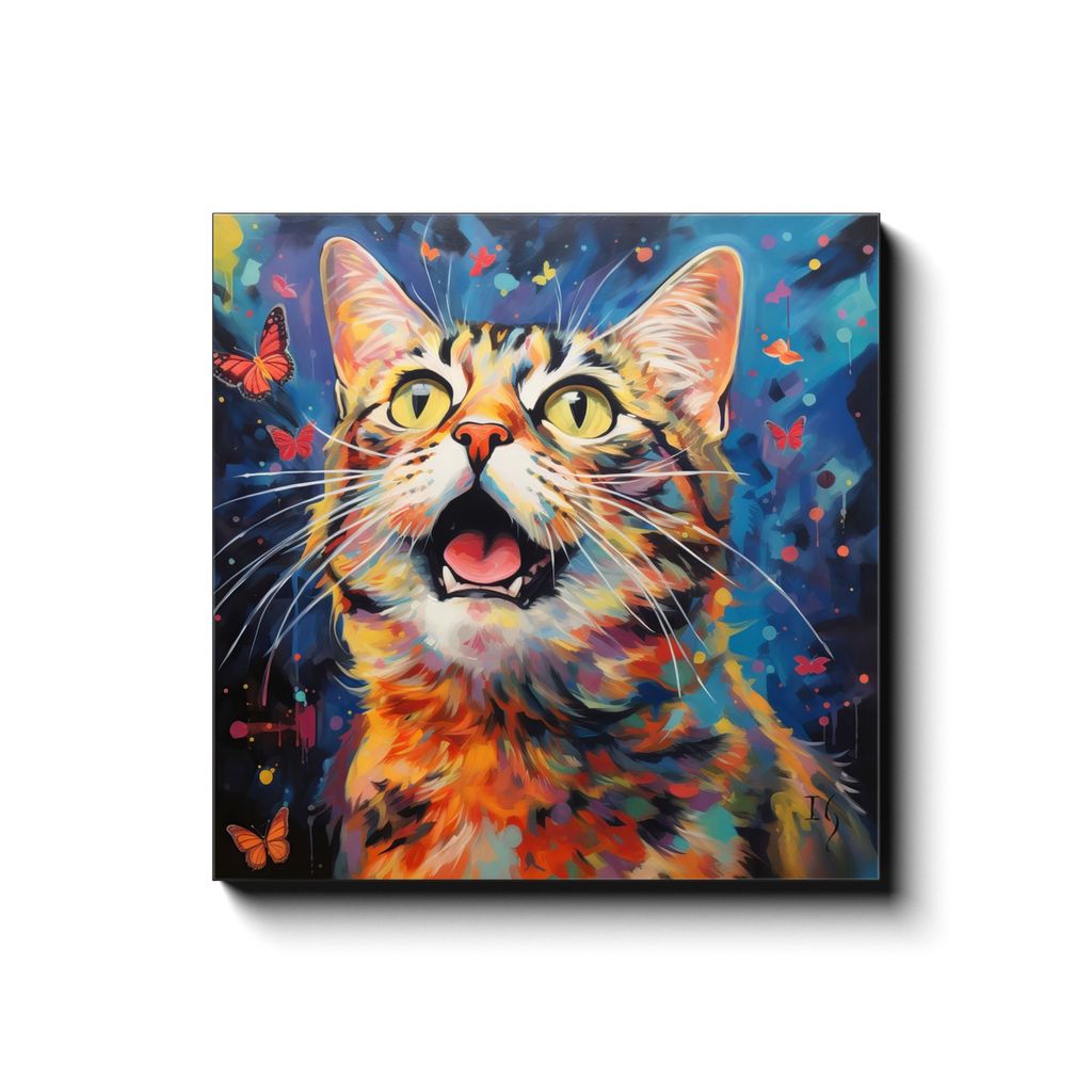Butterfly Dance canvas print in room setting - pet portrait art by Ivan Guaderrama
