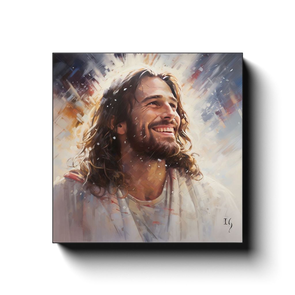 Serene Smile of Jesus canvas print in room setting - smiling jesus by Ivan Guaderrama