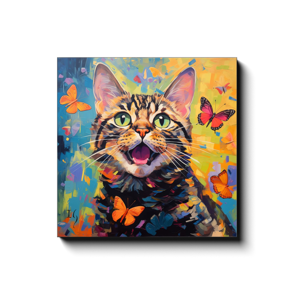 Wings of Surprise canvas print in room setting - pet portrait art by Ivan Guaderrama
