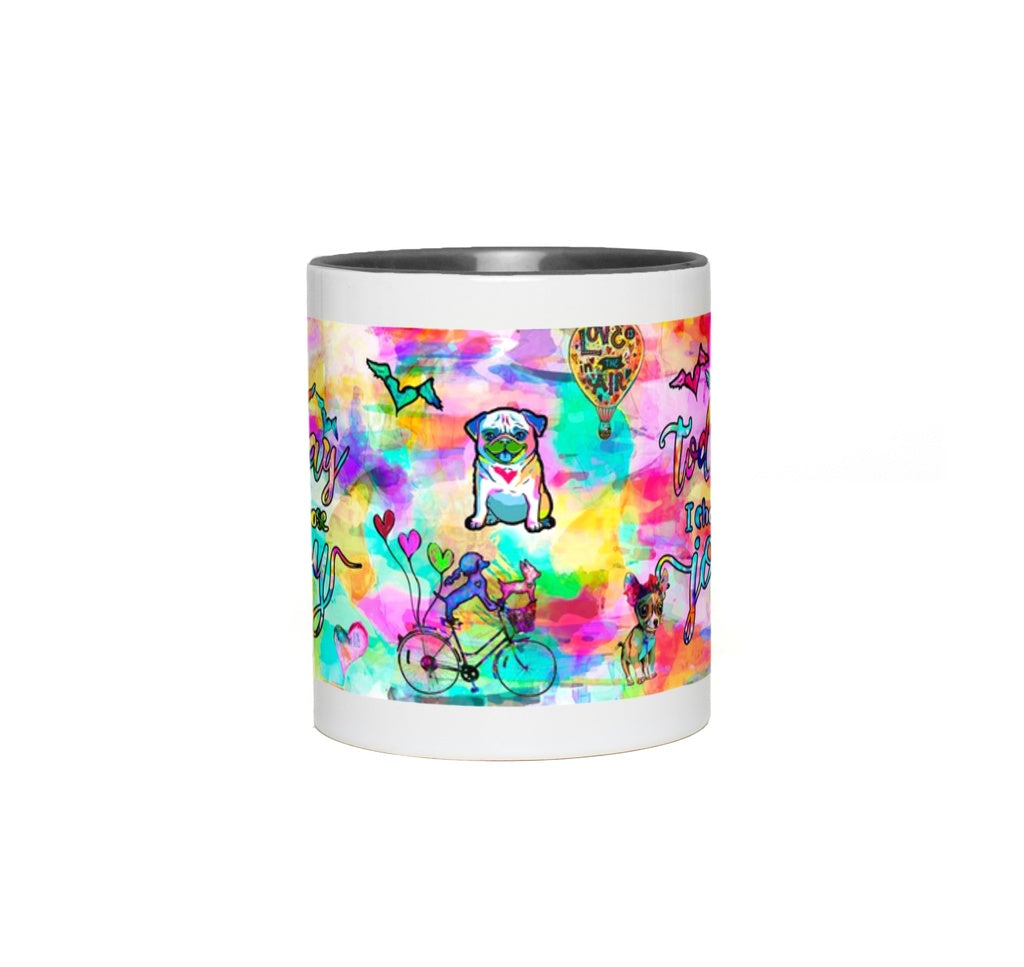 Today I Choose Joy Interactive Mug canvas print in room setting - interactive art by Ivan Guaderrama
