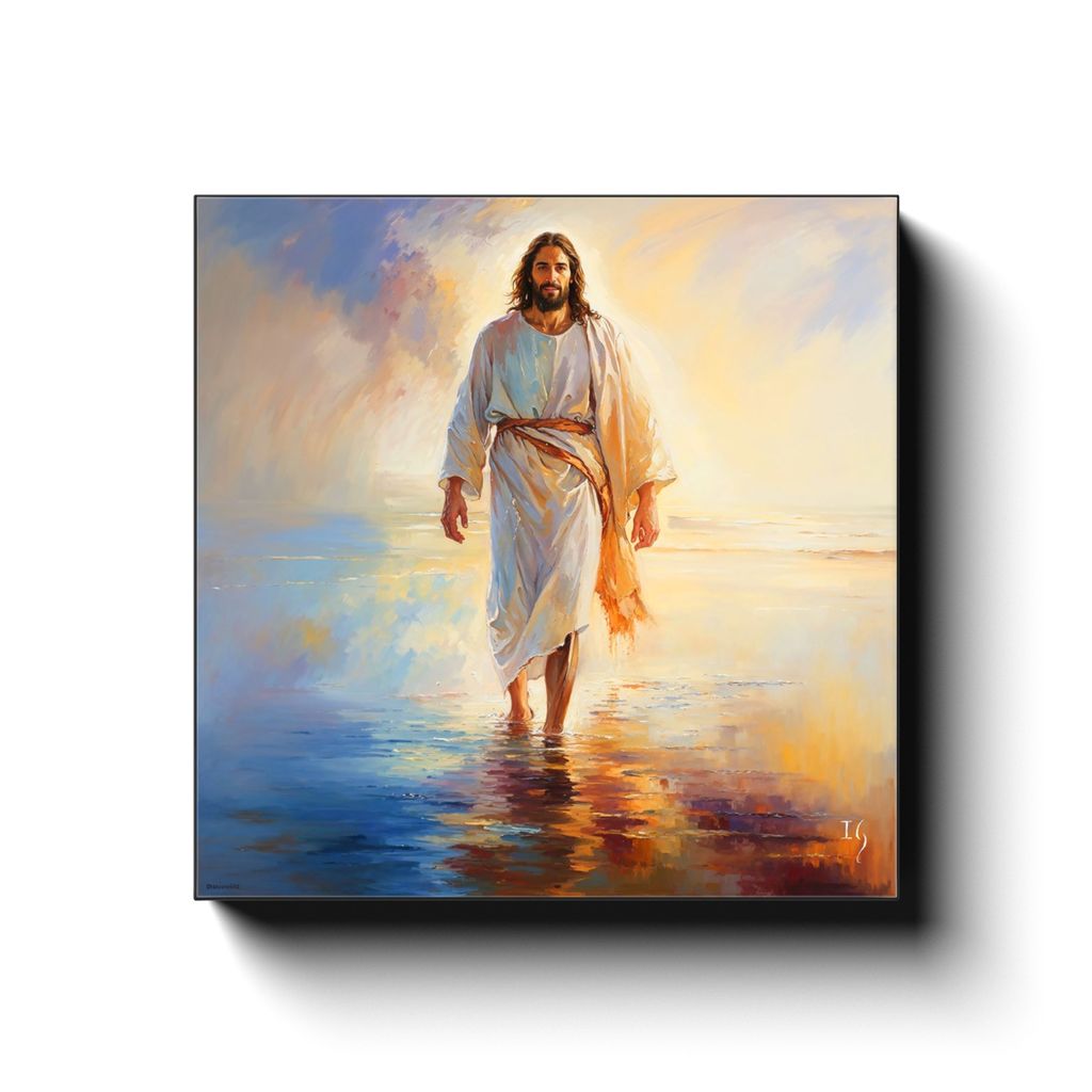 Reflections of Grace canvas print in room setting - smiling jesus by Ivan Guaderrama