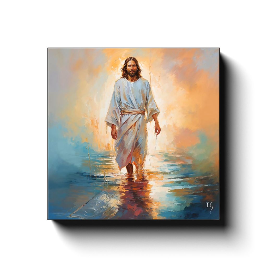 Harbor of Hope canvas print in room setting - smiling jesus by Ivan Guaderrama