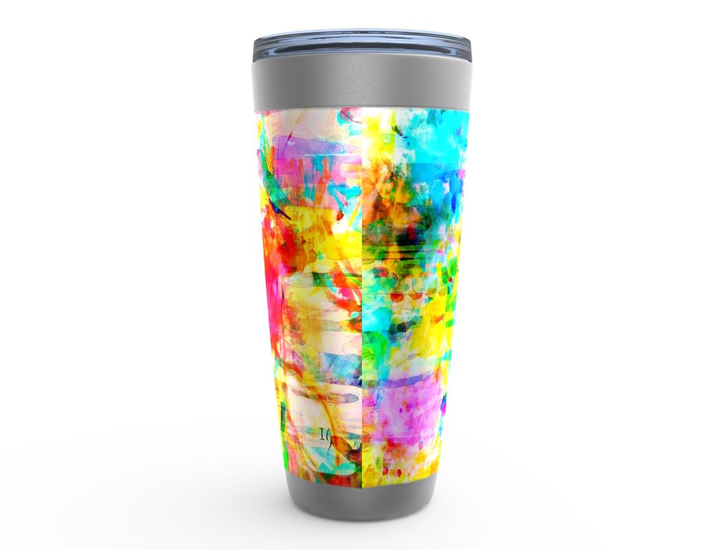 YOU ARE GODS MASTERPIECE Stainless Steel Tumbler canvas print in room setting - christian tumbler by Ivan Guaderrama