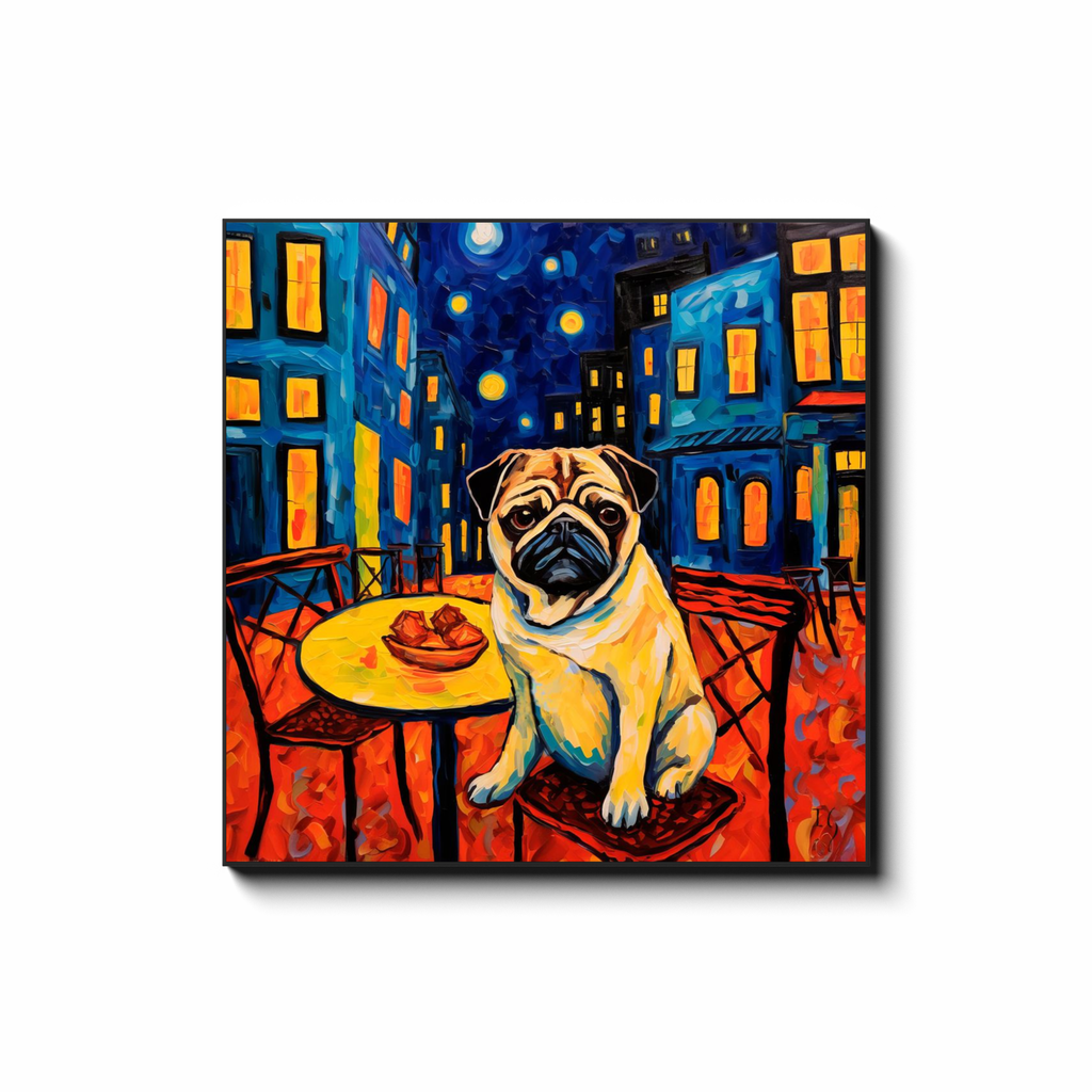 Cafe Canine - colorful pet portrait art by Ivan Guaderrama