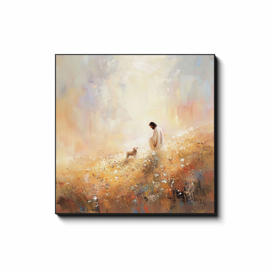 The Shepherd's Presence - smiling Jesus painting by Ivan Guaderrama
