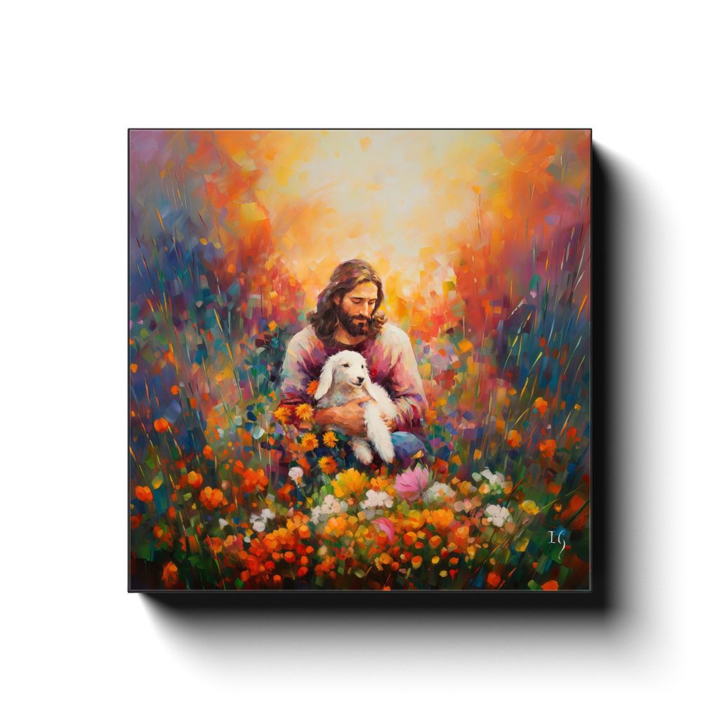 Jesus in the Midst of Serenity canvas print in room setting - smiling jesus by Ivan Guaderrama